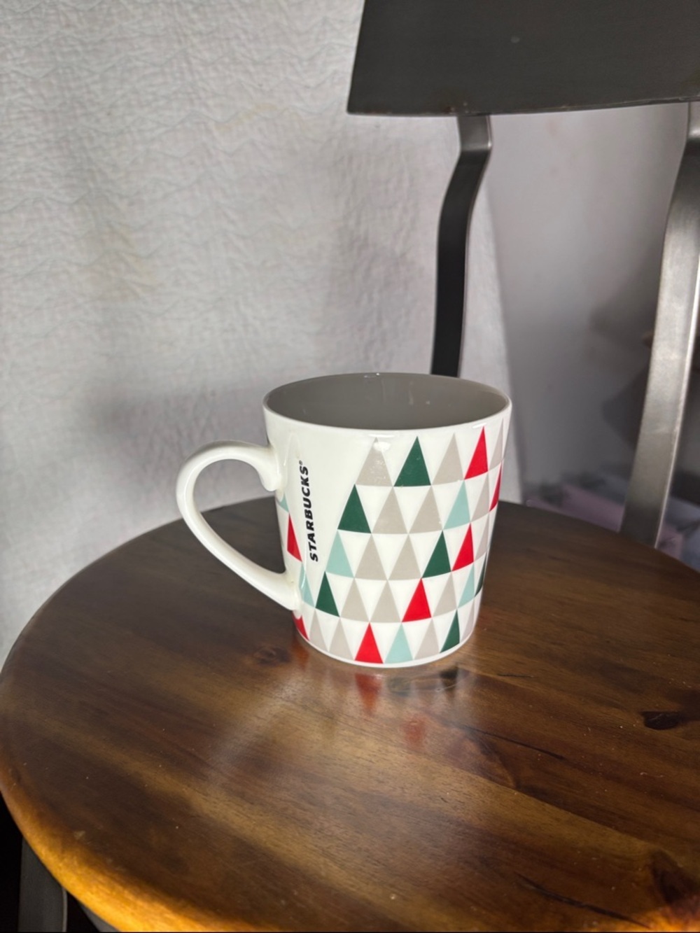 Starbucks White Mug with Red and Green Triangle Motif Christmas Coffee - Picture 3 of 5